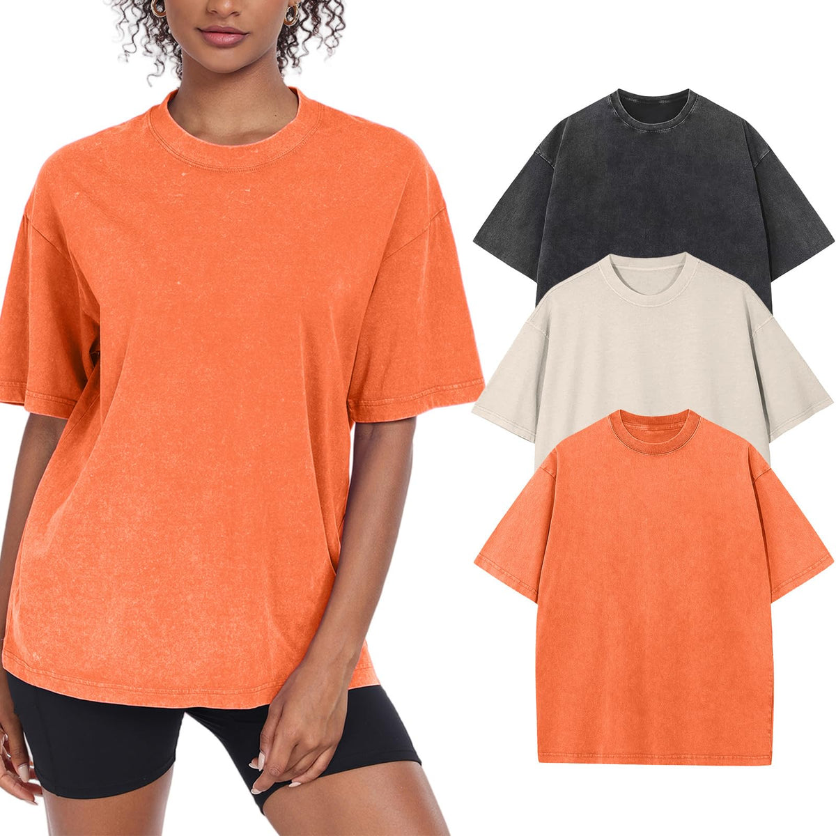 Women’s Oversized Vintage-Wash Cotton Tee