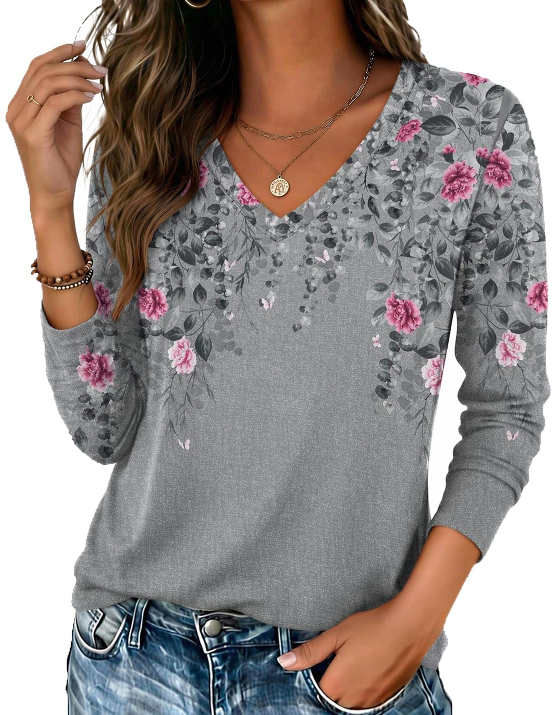 Zeagoo Women’s Long Sleeve V-Neck Tee