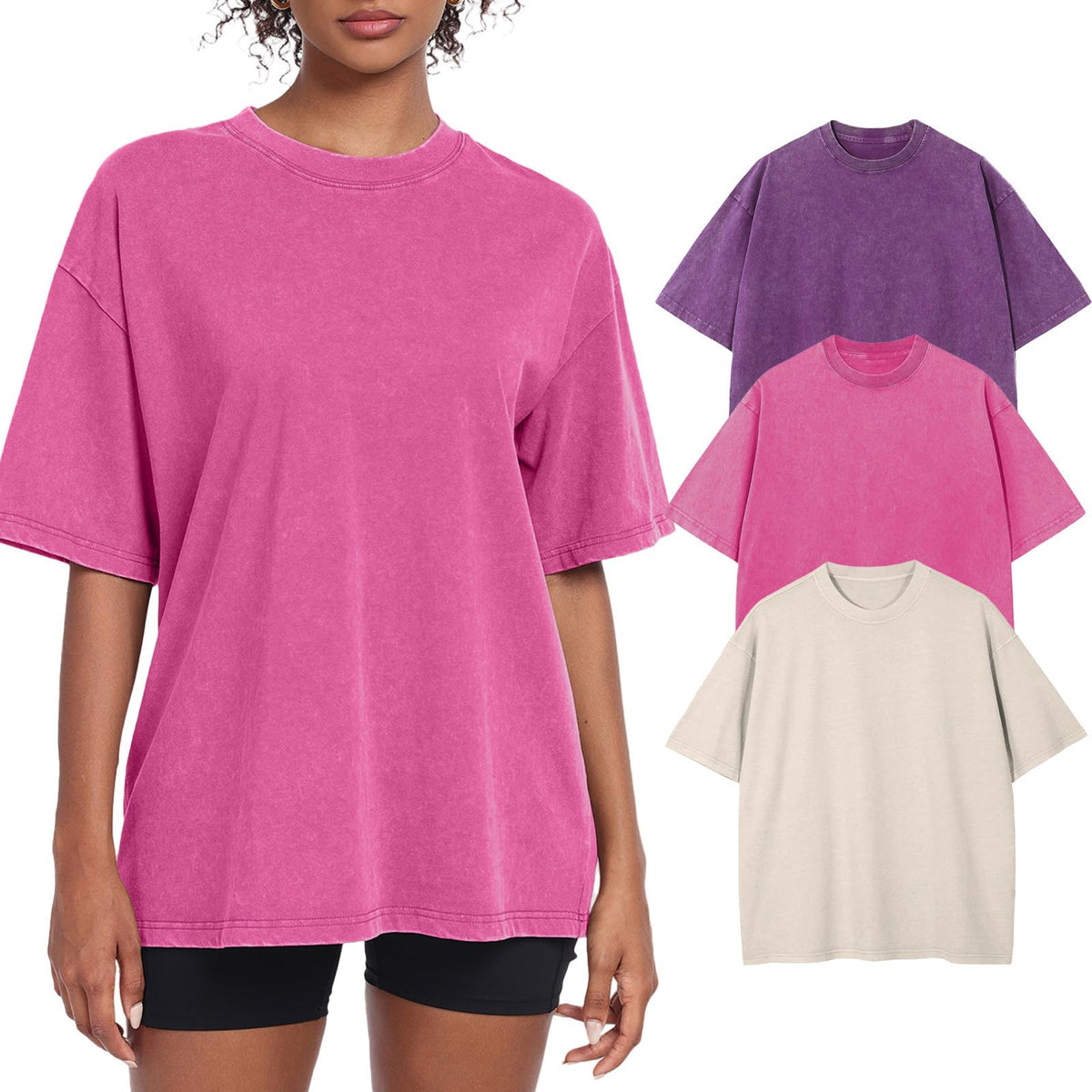 Women’s Oversized Vintage-Wash Cotton Tee