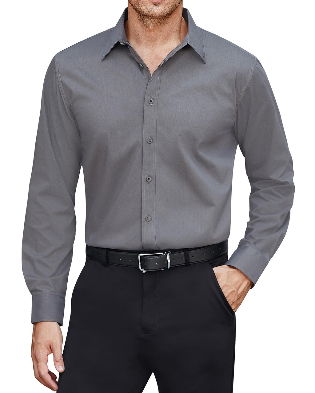 J.VER Men’s Stain Shield Long Sleeve Stretch Dress Shirt