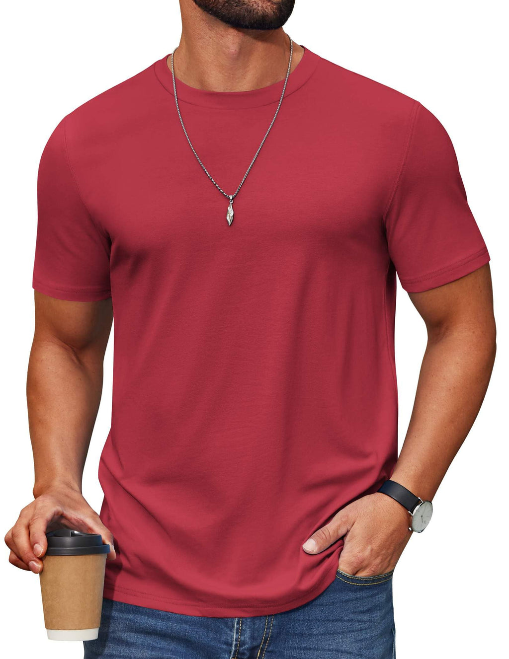 COOFANDY Men’s Cotton-Blend Short Sleeve Crewneck Tee