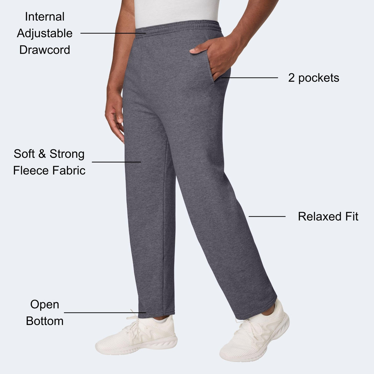 Hanes Men’s EcoSmart Open-Hem Fleece Sweatpants