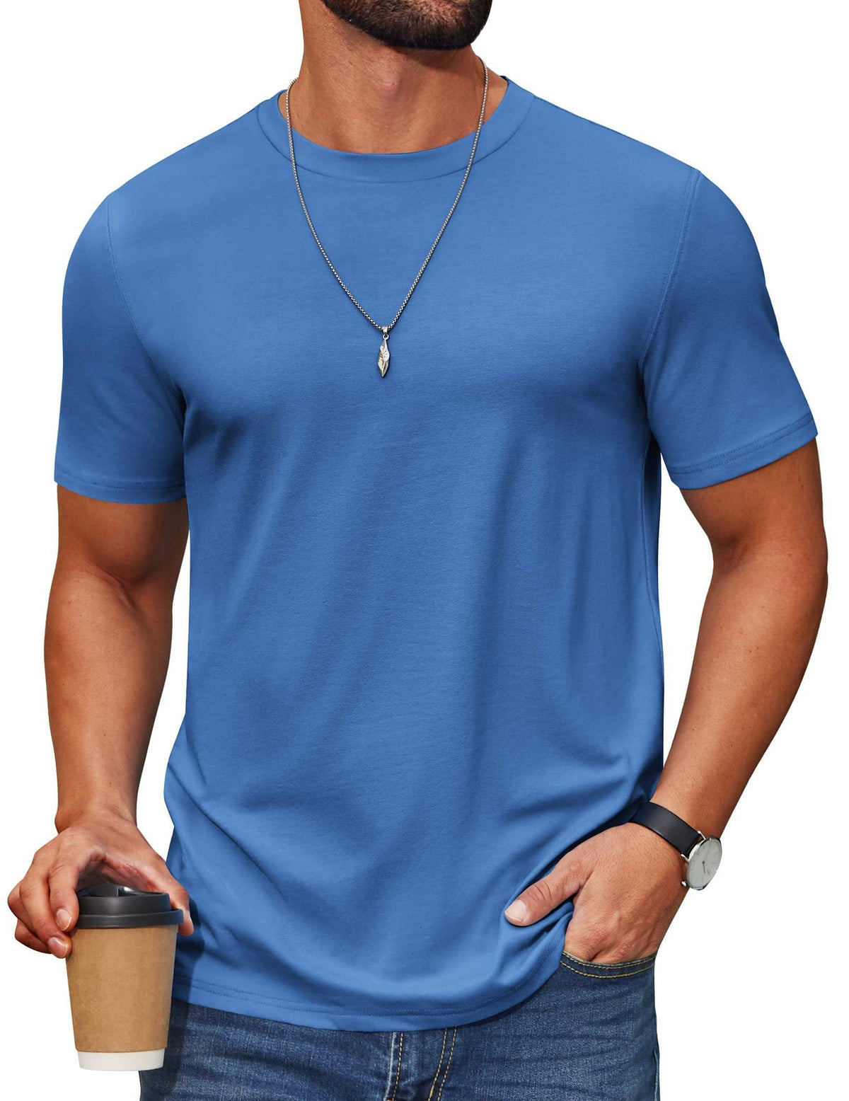 COOFANDY Men’s Cotton-Blend Short Sleeve Crewneck Tee