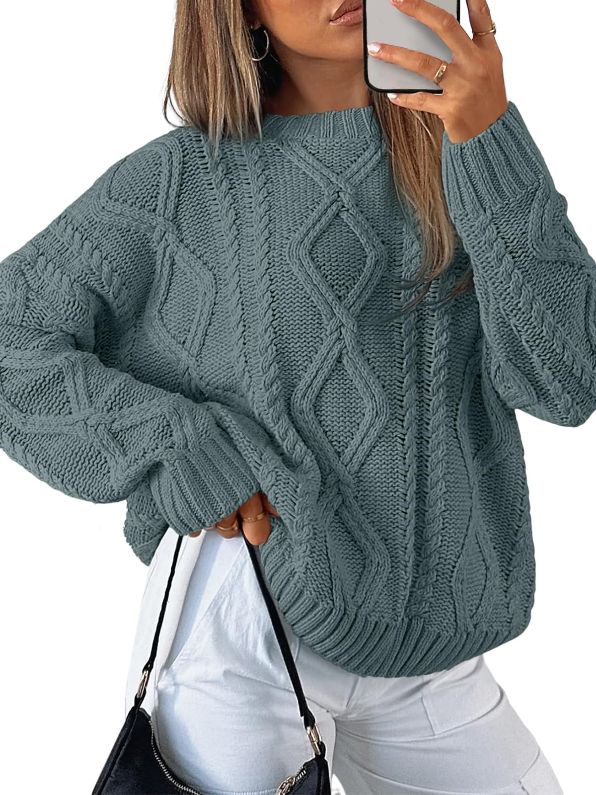 Trendy Queen Women’s Oversized Cable Knit Sweater