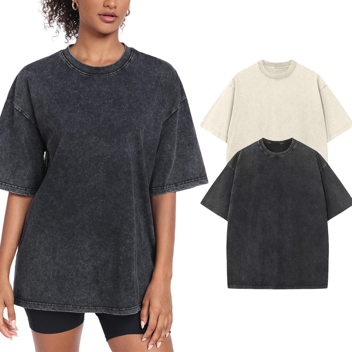 Women’s Oversized Vintage-Wash Cotton Tee