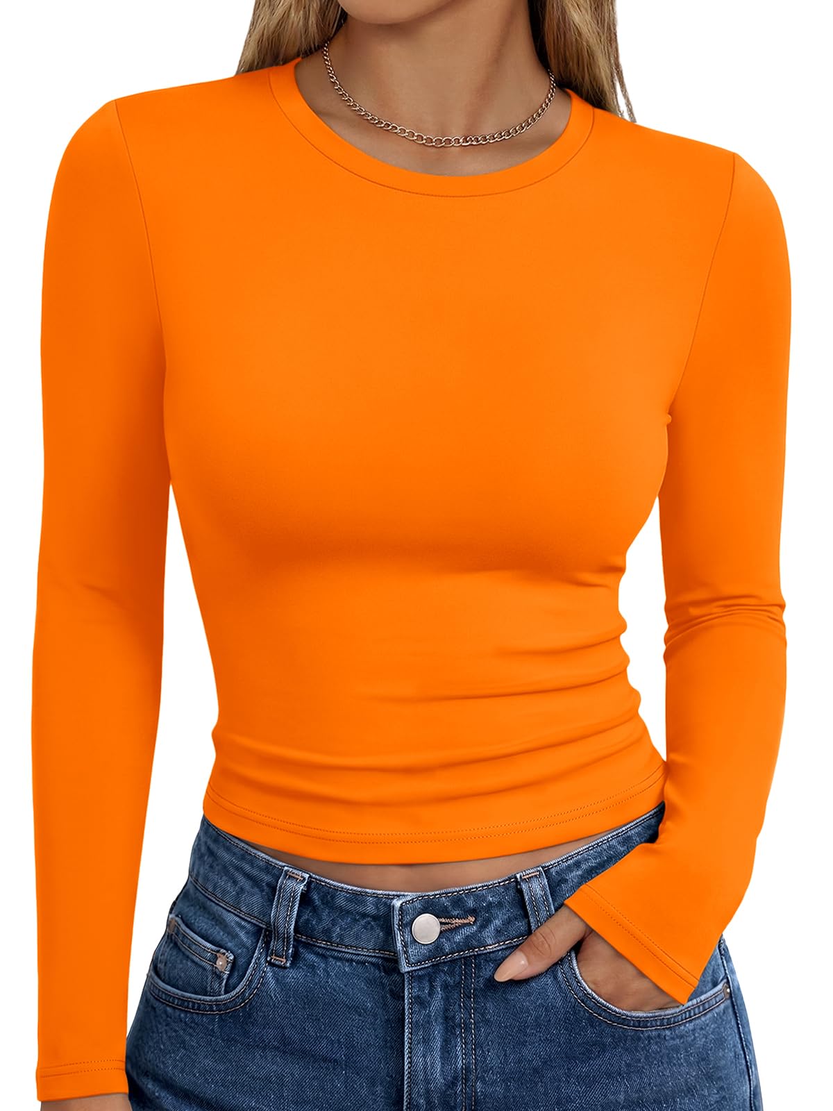 Trendy Queen Women’s Slim Fit Long Sleeve Crewneck Tee