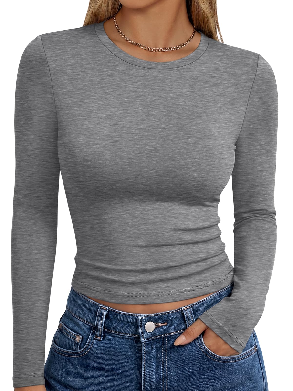 Trendy Queen Women’s Slim Fit Long Sleeve Crewneck Tee
