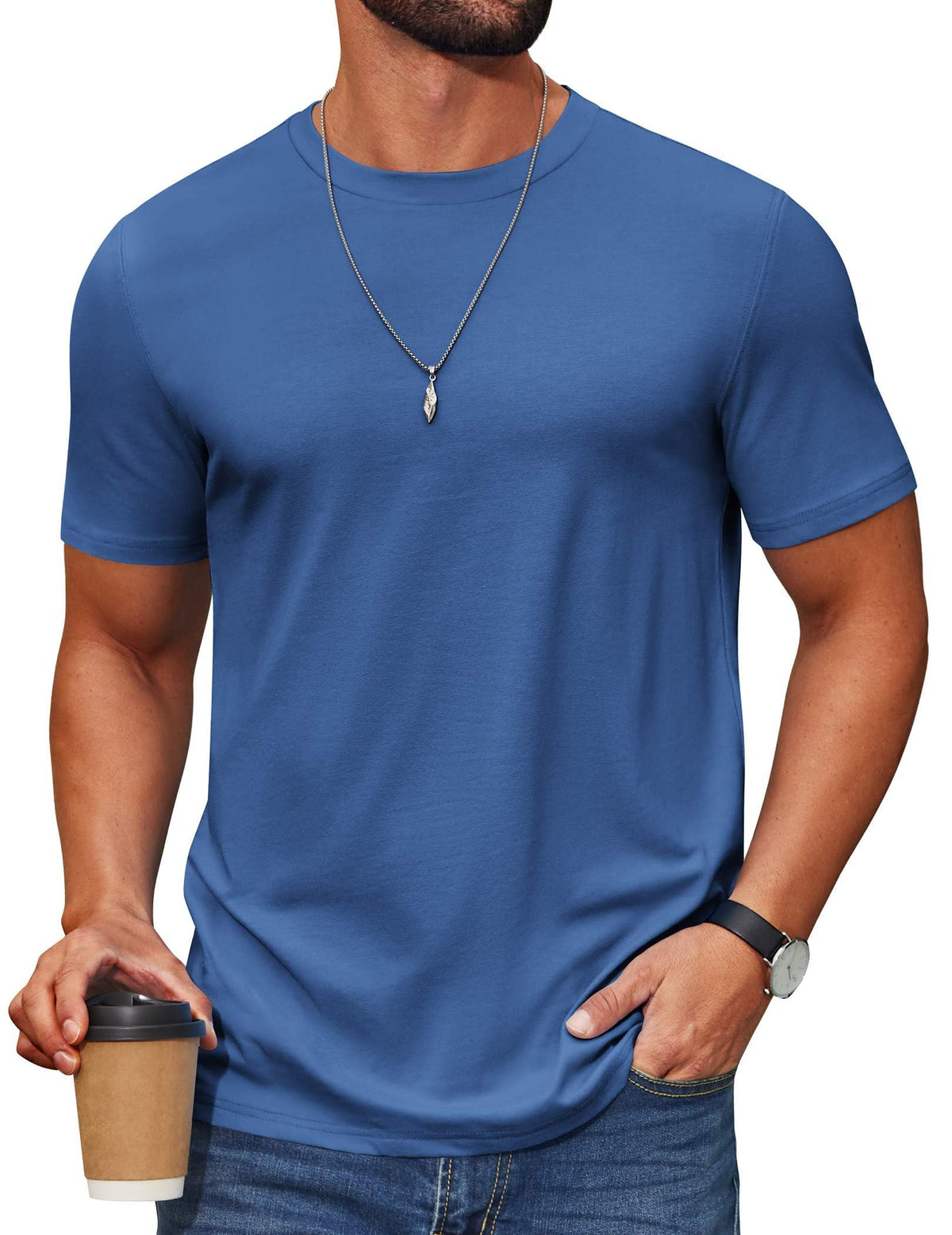 COOFANDY Men’s Cotton-Blend Short Sleeve Crewneck Tee