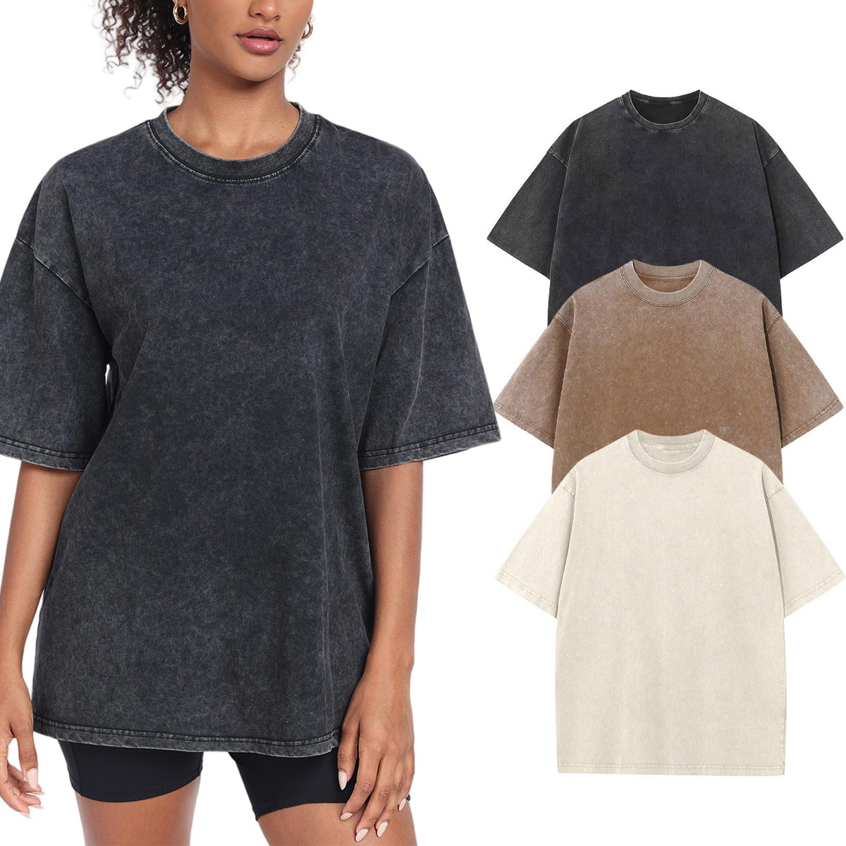 Women’s Oversized Vintage-Wash Cotton Tee