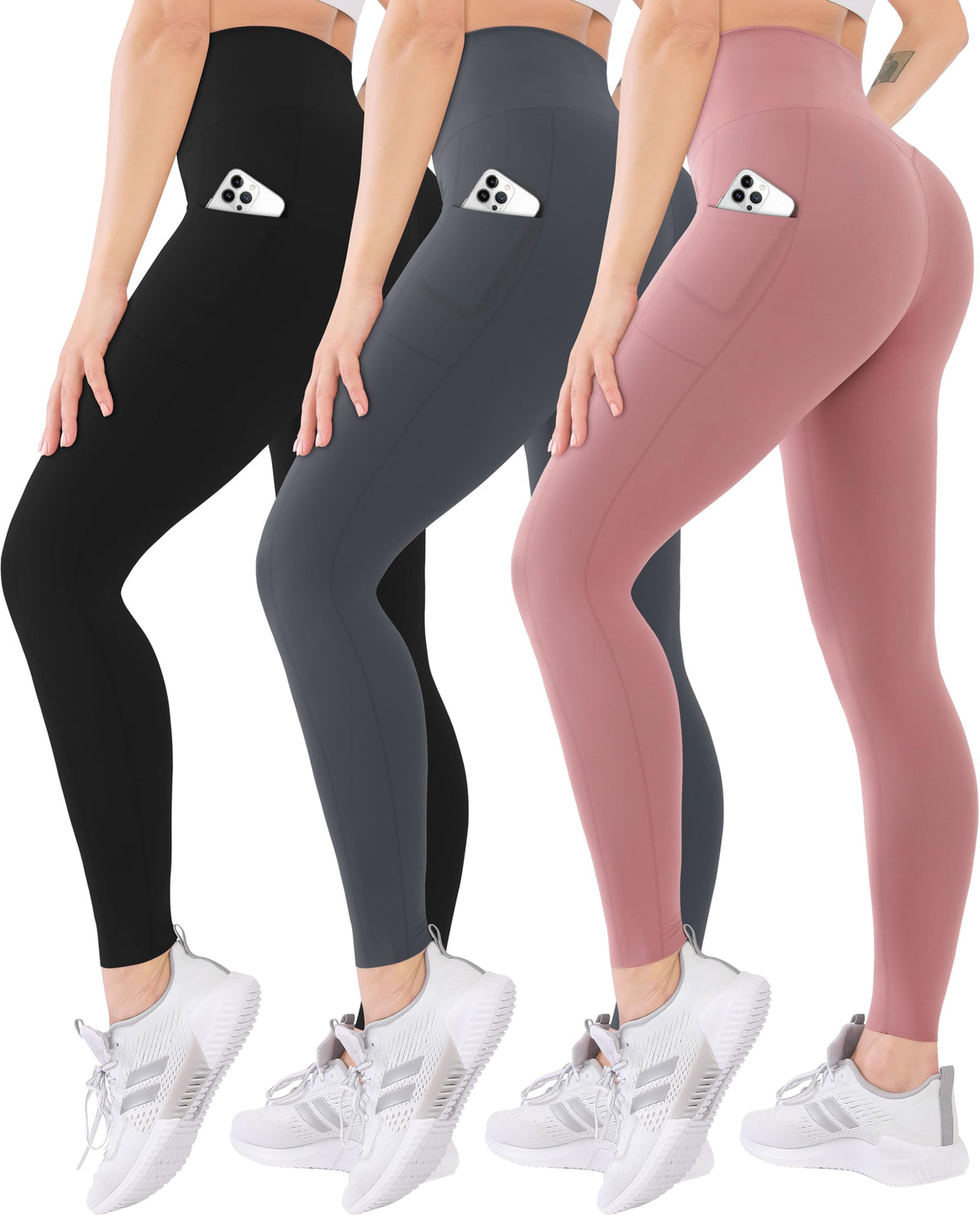 Blisset Women’s High-Waisted Leggings, 3-Pack