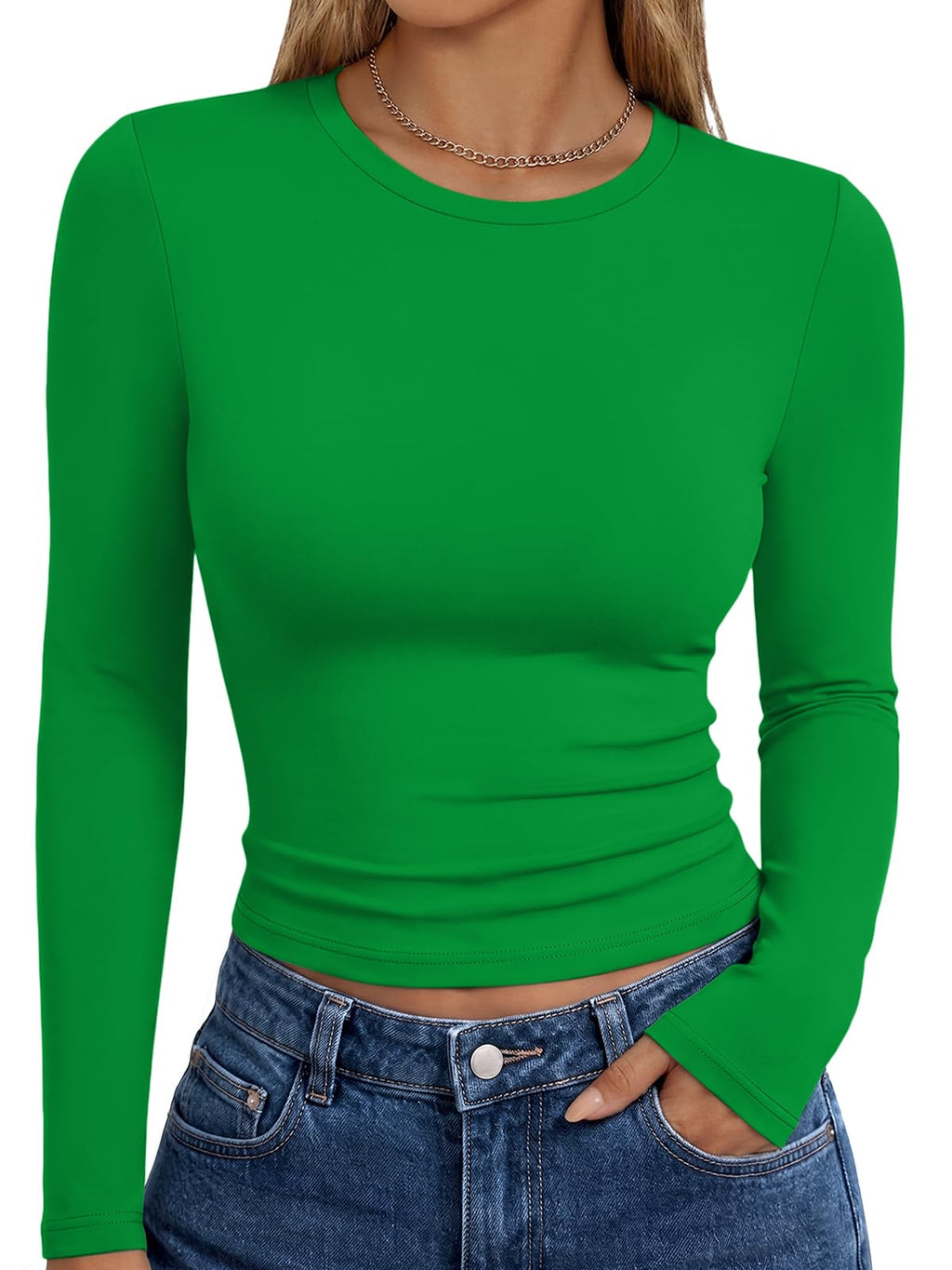 Trendy Queen Women’s Slim Fit Long Sleeve Crewneck Tee