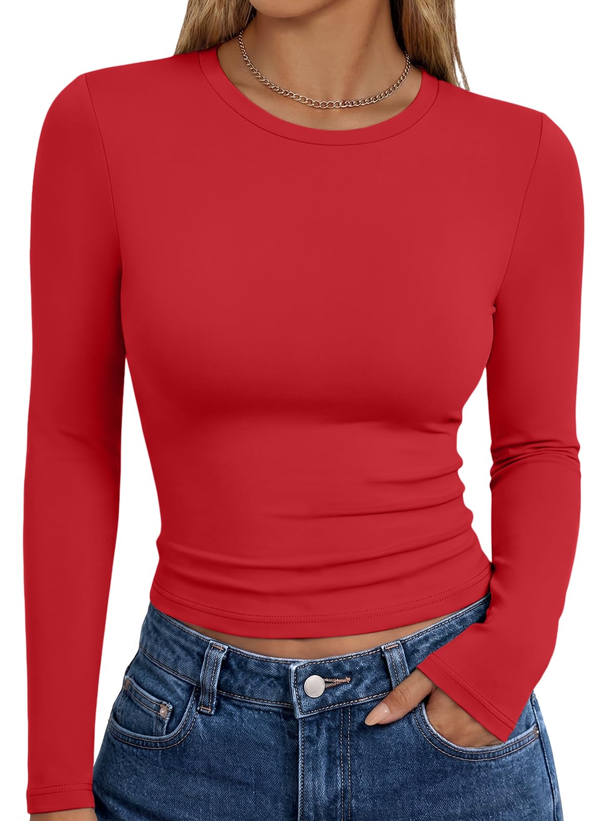 Trendy Queen Women’s Slim Fit Long Sleeve Crewneck Tee