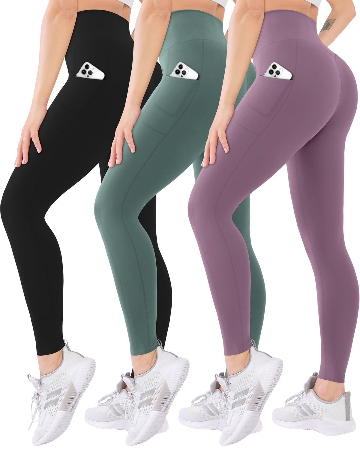 Blisset Women’s High-Waisted Leggings, 3-Pack