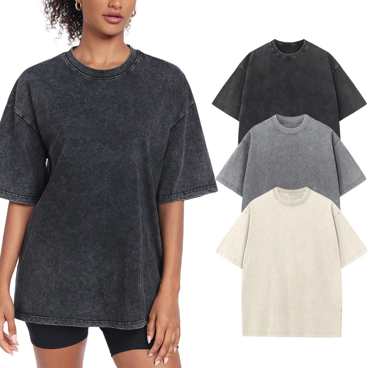 Women’s Oversized Vintage-Wash Cotton Tee