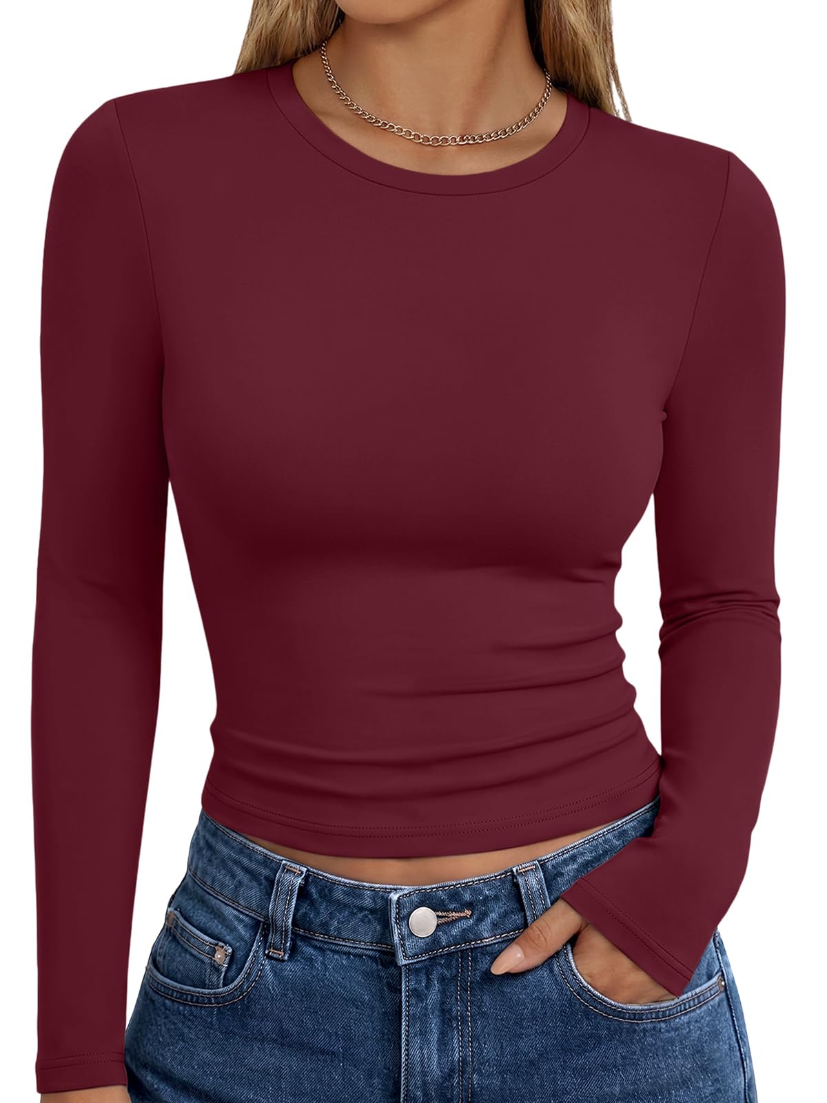 Trendy Queen Women’s Slim Fit Long Sleeve Crewneck Tee