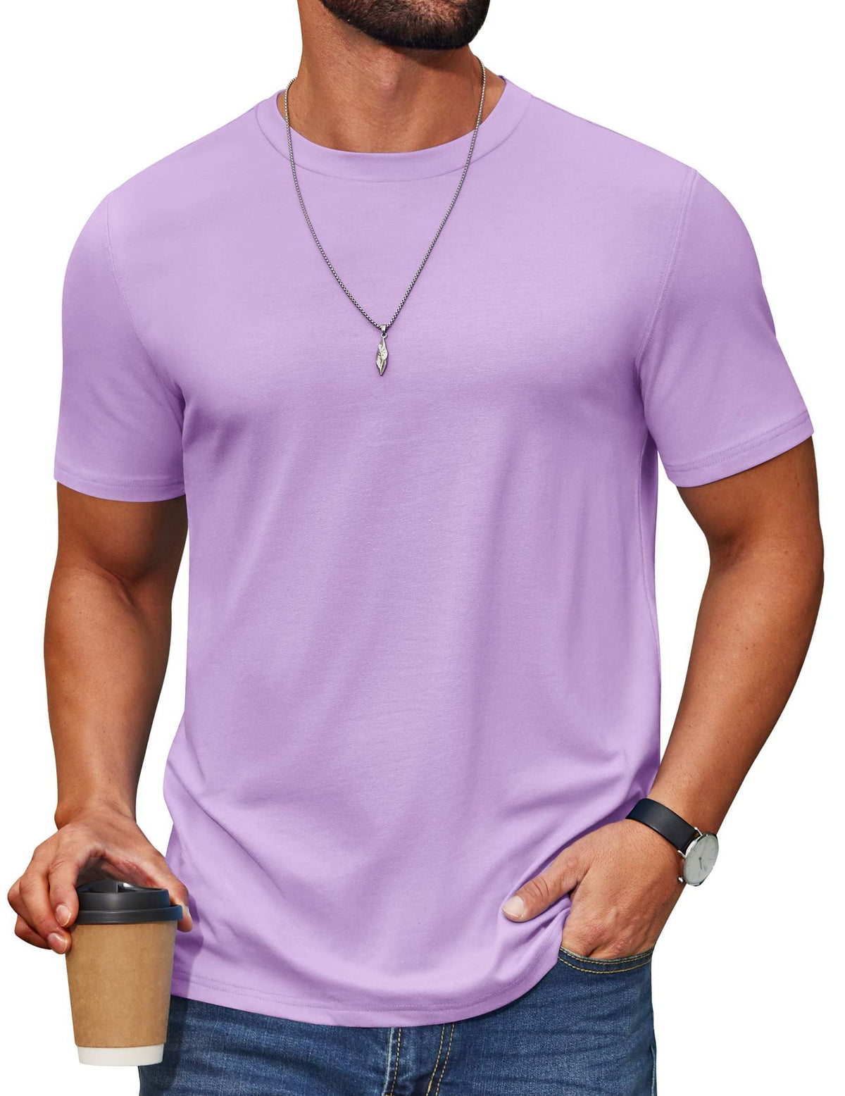 COOFANDY Men’s Cotton-Blend Short Sleeve Crewneck Tee