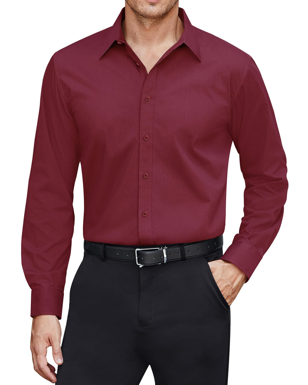 J.VER Men’s Stain Shield Long Sleeve Stretch Dress Shirt