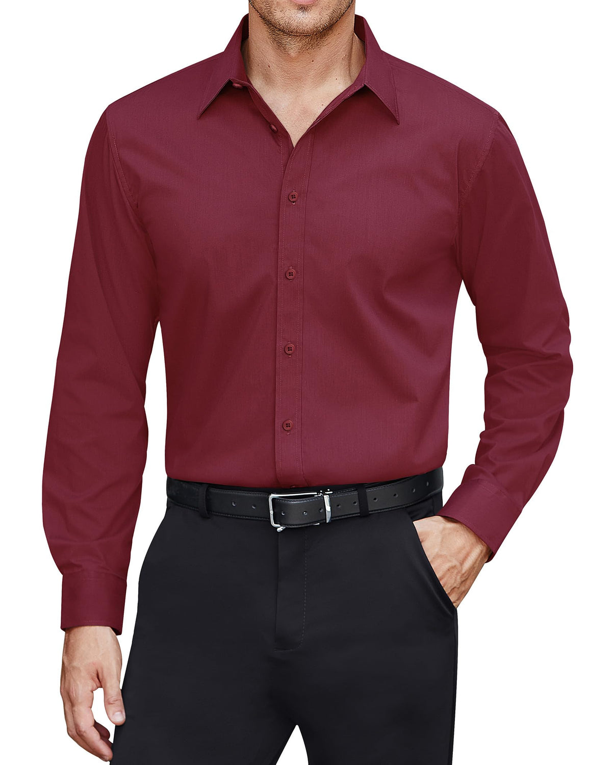 J.VER Men’s Stain Shield Long Sleeve Stretch Dress Shirt