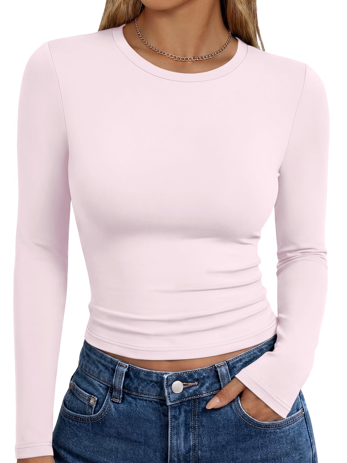 Trendy Queen Women’s Slim Fit Long Sleeve Crewneck Tee