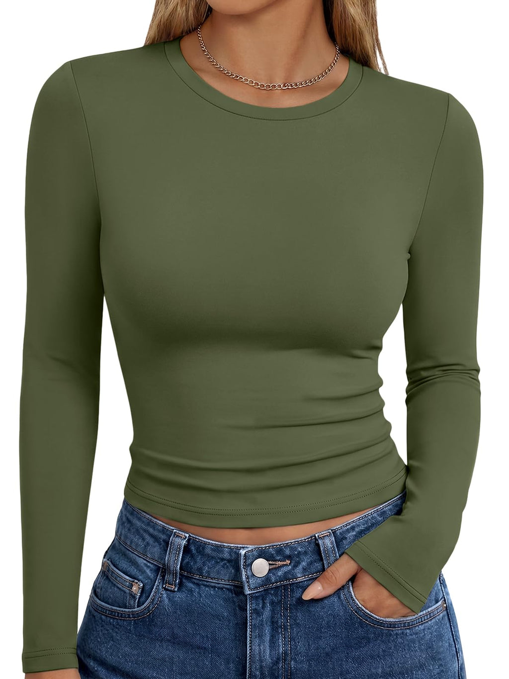 Trendy Queen Women’s Slim Fit Long Sleeve Crewneck Tee
