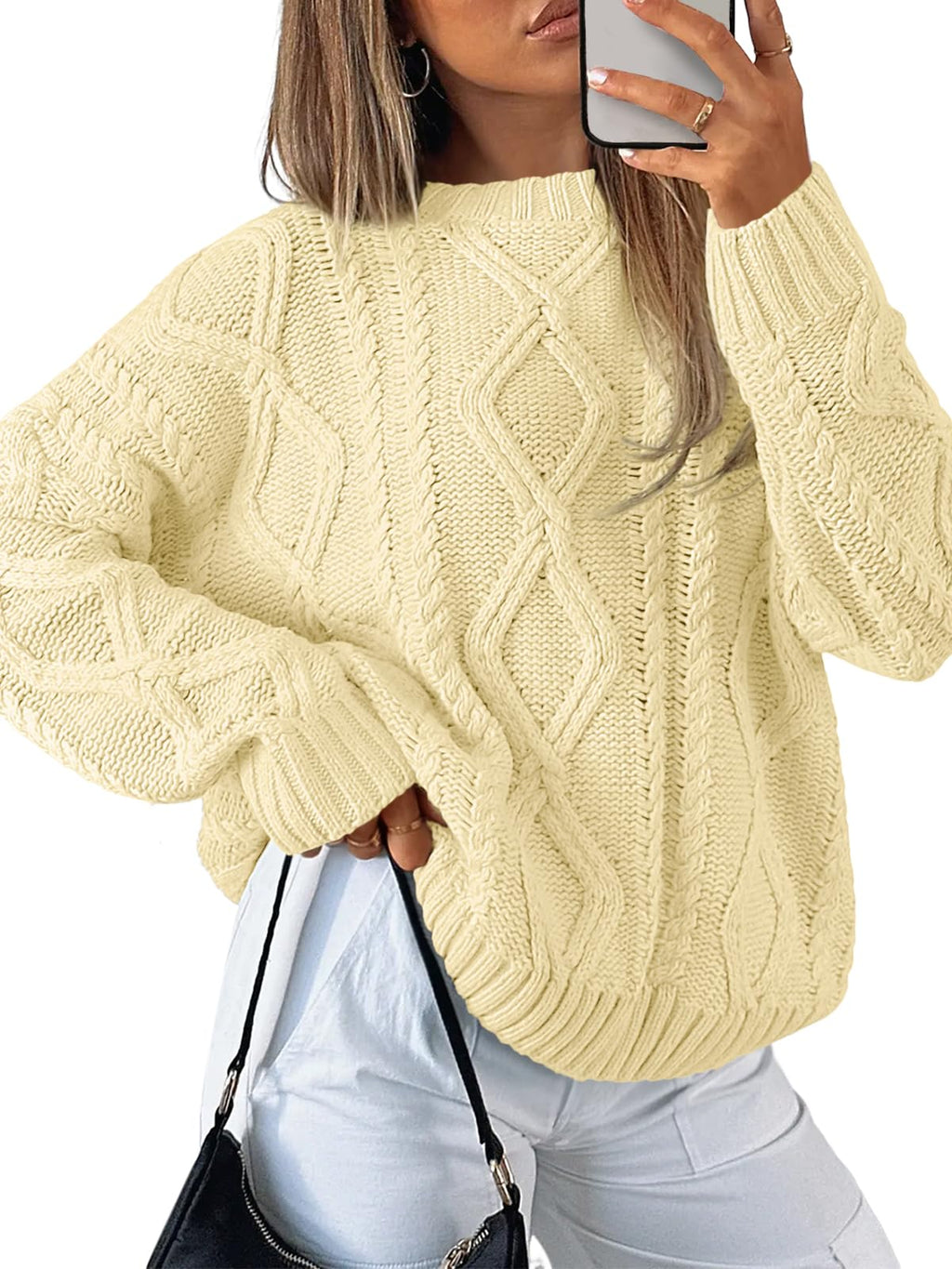 Trendy Queen Women’s Oversized Cable Knit Sweater