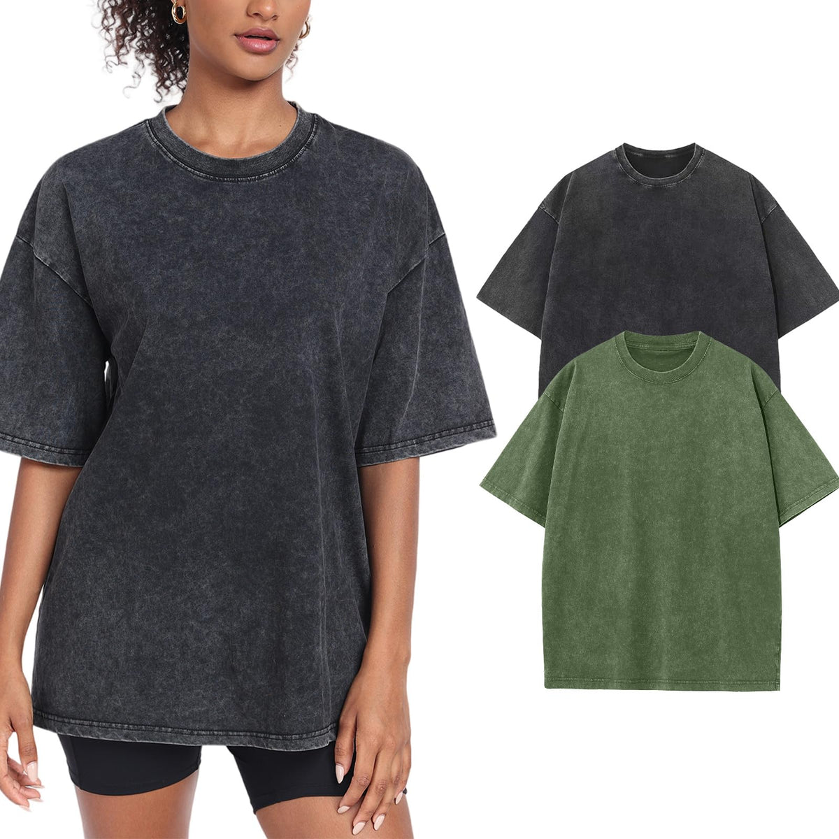 Women’s Oversized Vintage-Wash Cotton Tee