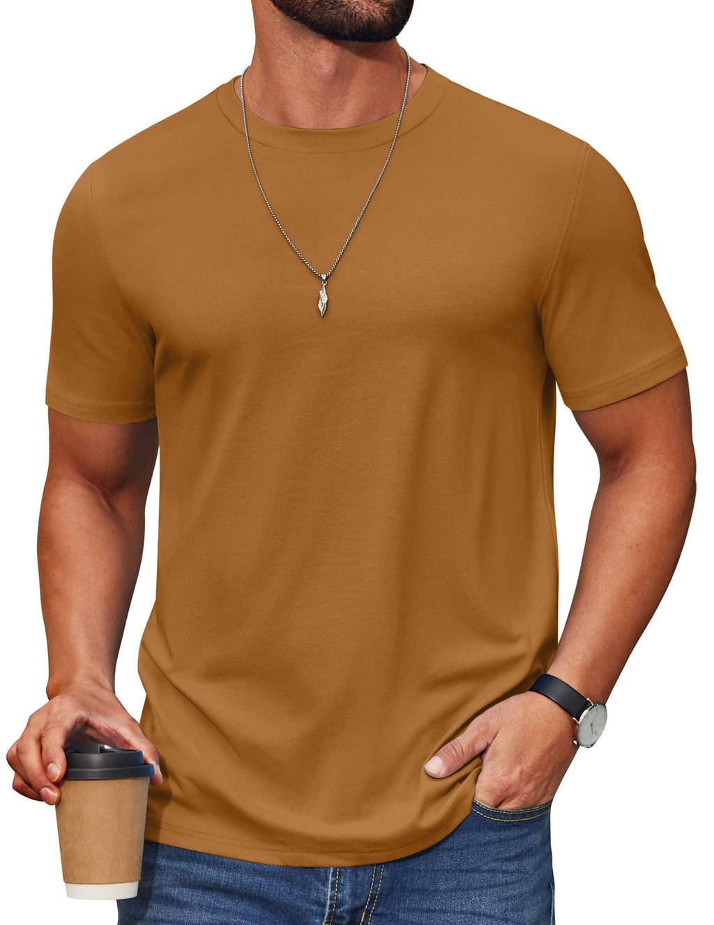 COOFANDY Men’s Cotton-Blend Short Sleeve Crewneck Tee