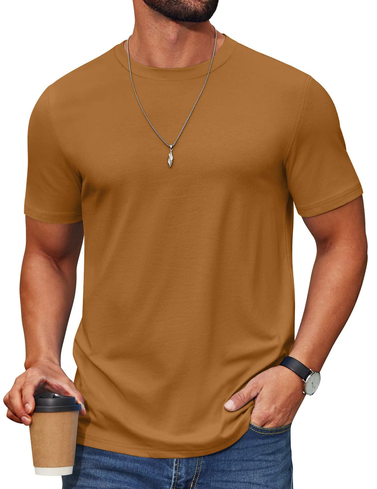 COOFANDY Men’s Cotton-Blend Short Sleeve Crewneck Tee