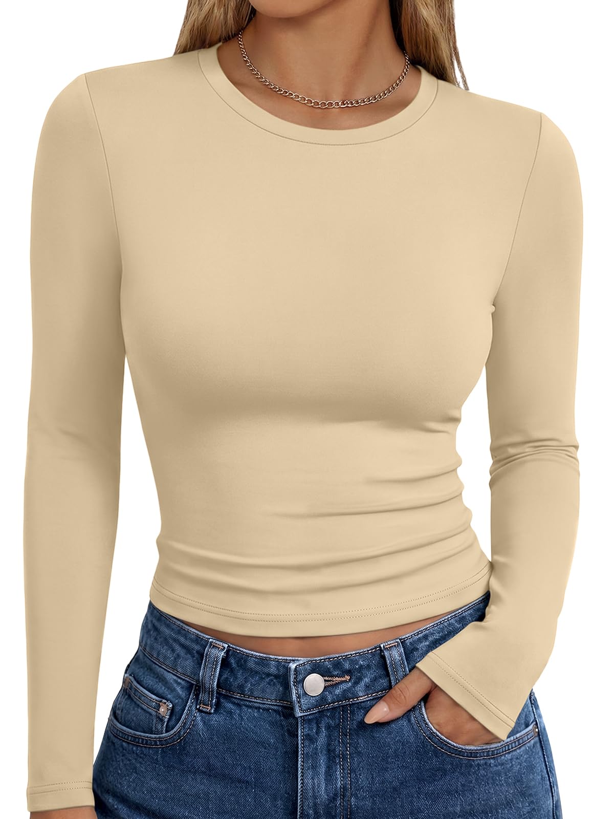 Trendy Queen Women’s Slim Fit Long Sleeve Crewneck Tee