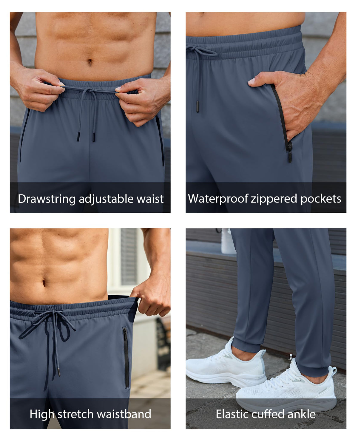 Men’s Lightweight Athletic Joggers with Zipper Pockets