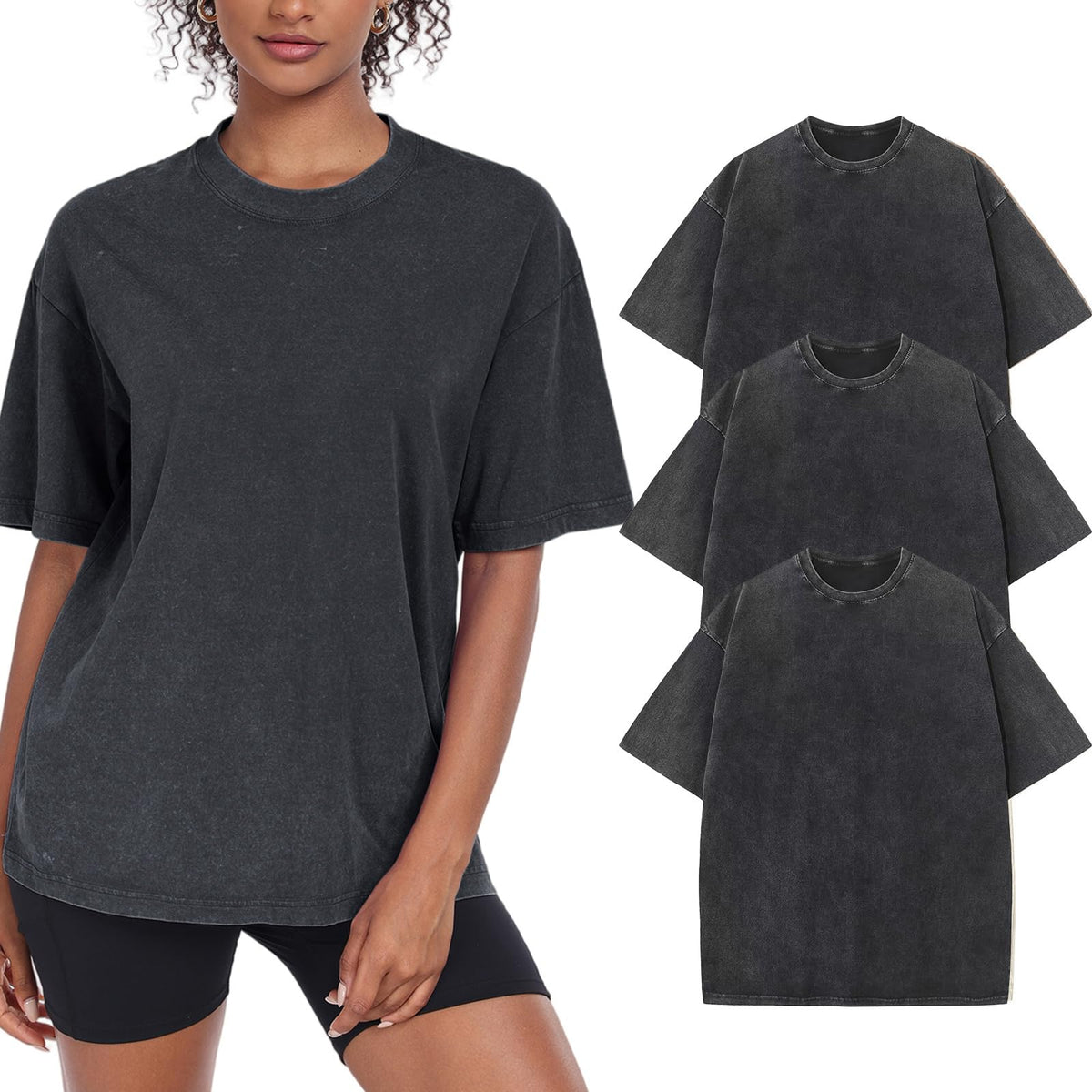 Women’s Oversized Vintage-Wash Cotton Tee