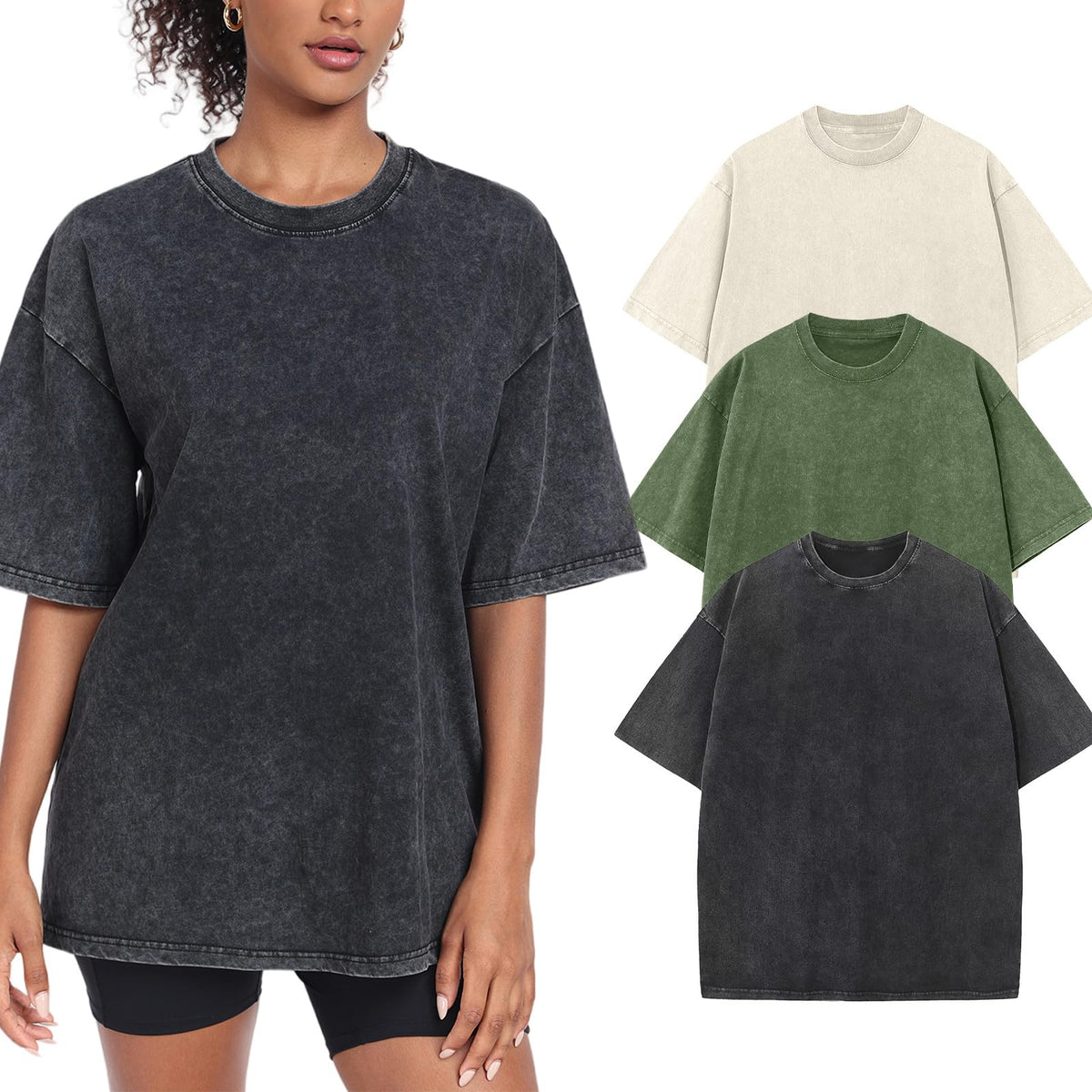 Women’s Oversized Vintage-Wash Cotton Tee