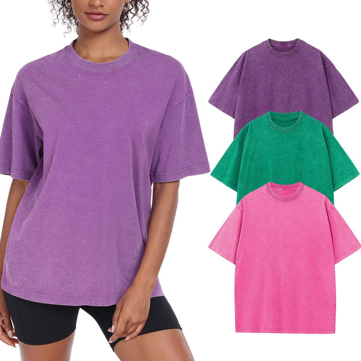 Women’s Oversized Vintage-Wash Cotton Tee