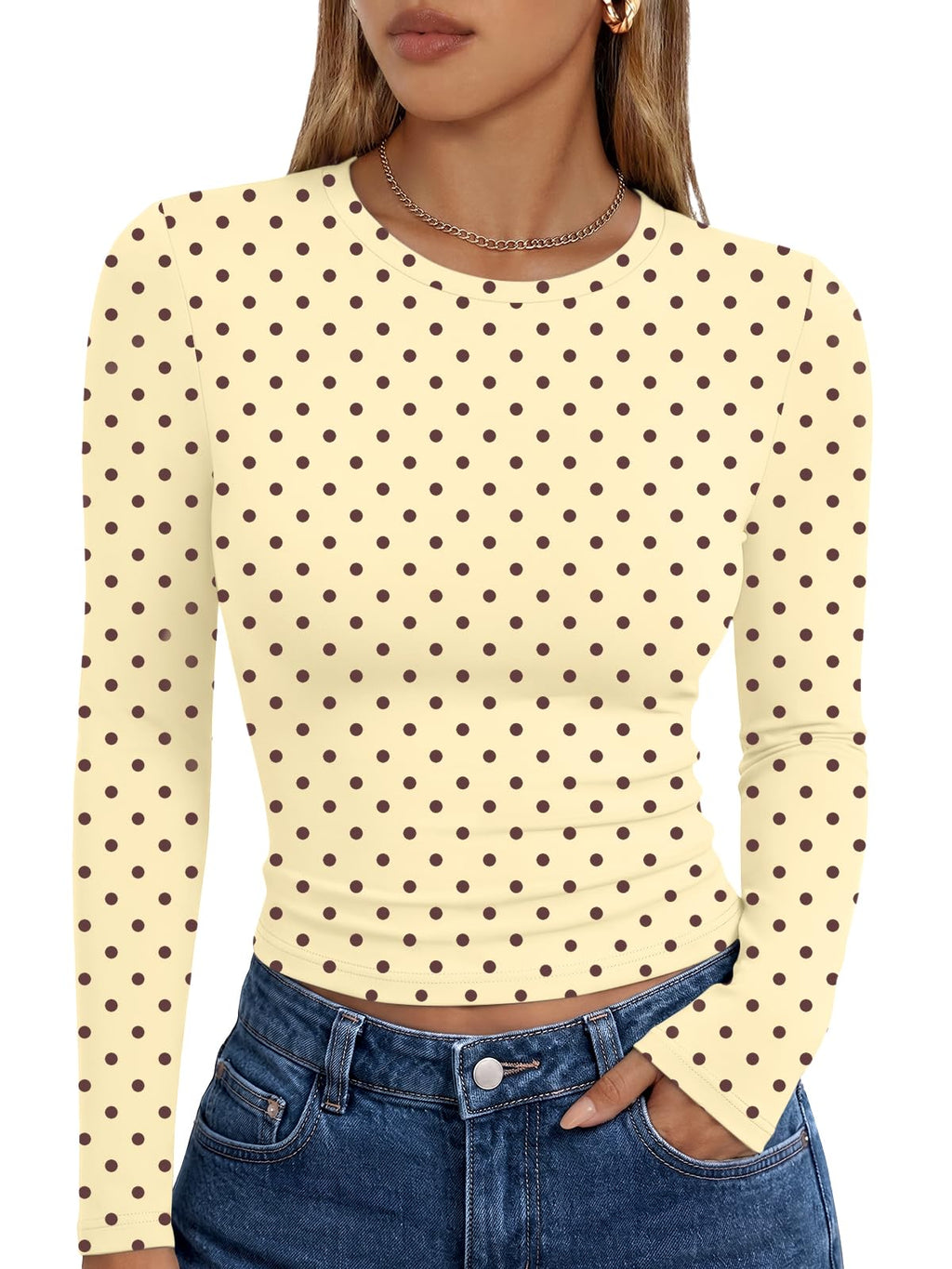 Trendy Queen Women’s Slim Fit Long Sleeve Crewneck Tee