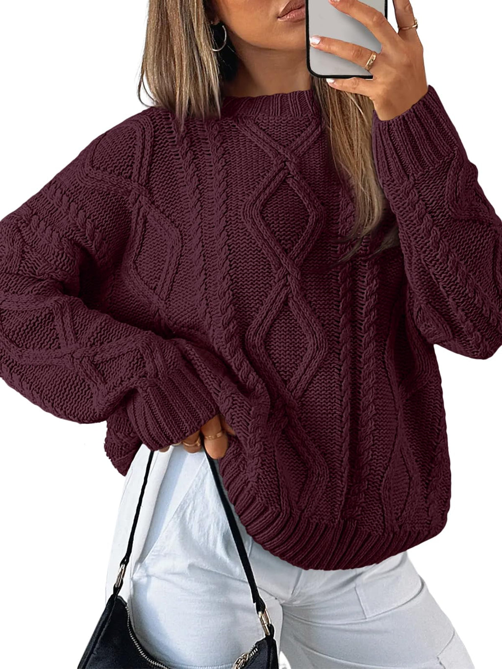 Trendy Queen Women’s Oversized Cable Knit Sweater