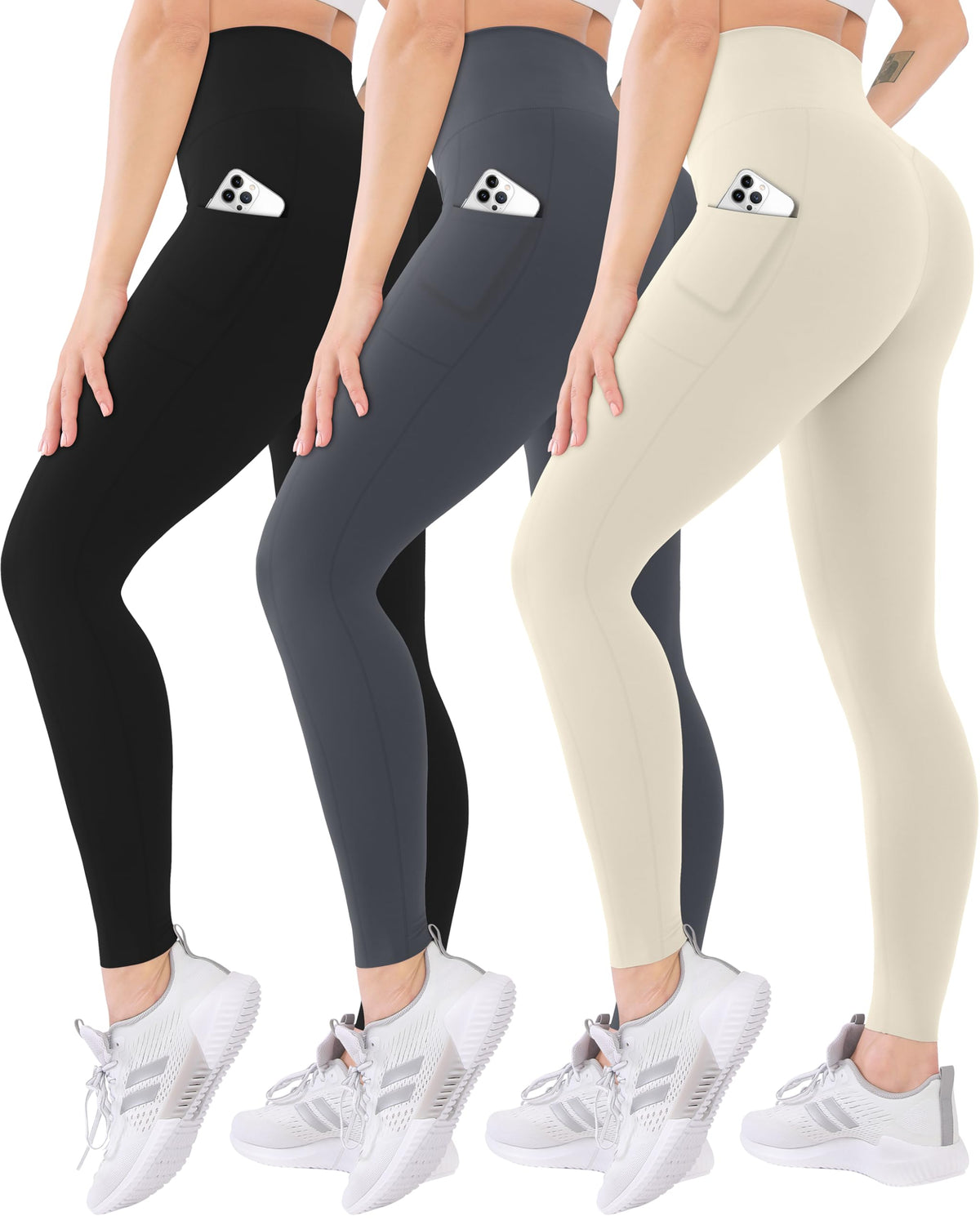 Blisset Women’s High-Waisted Leggings, 3-Pack