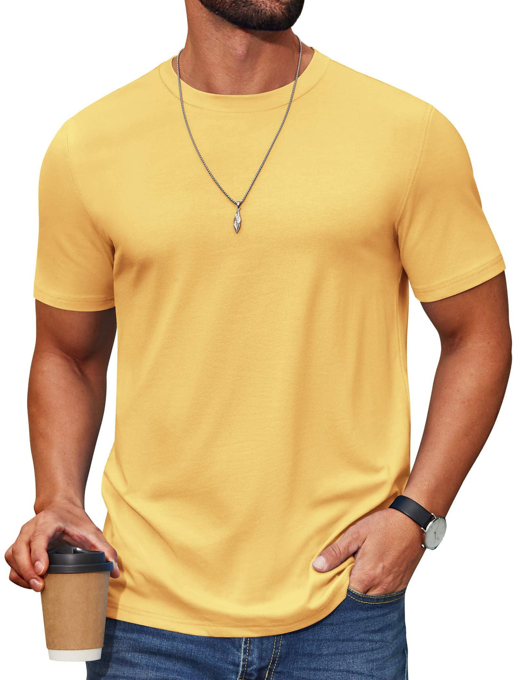 COOFANDY Men’s Cotton-Blend Short Sleeve Crewneck Tee