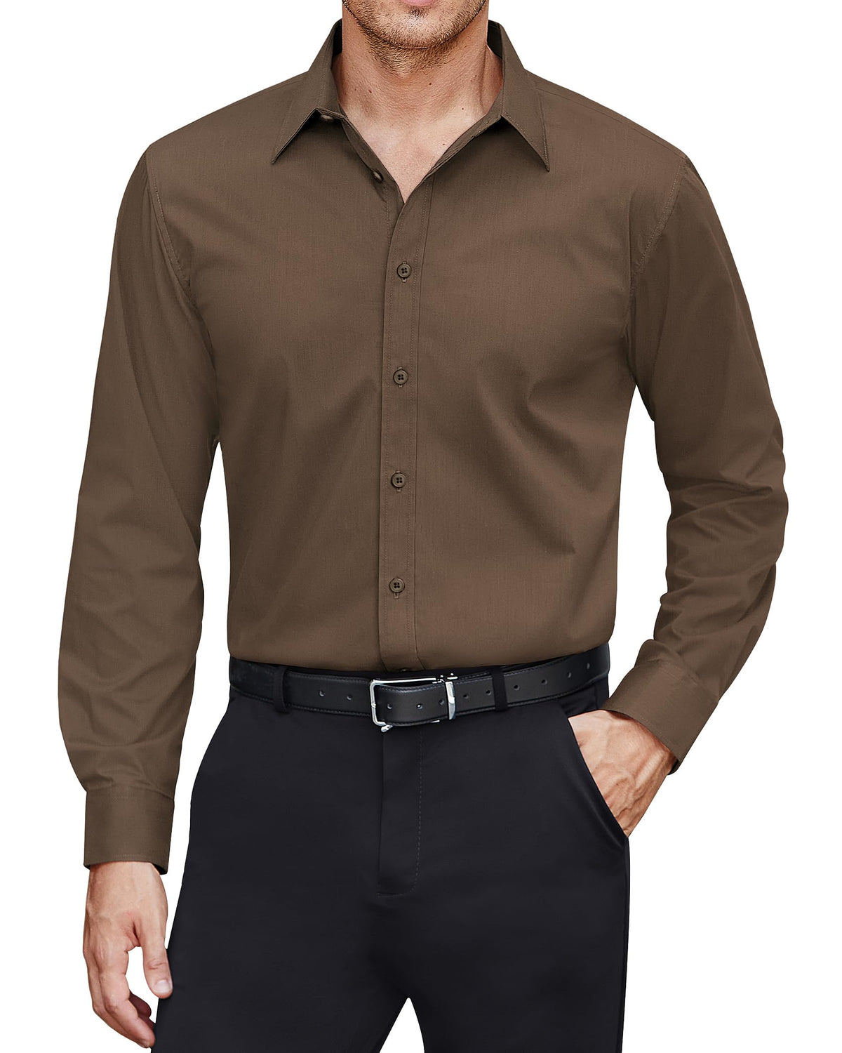J.VER Men’s Stain Shield Long Sleeve Stretch Dress Shirt