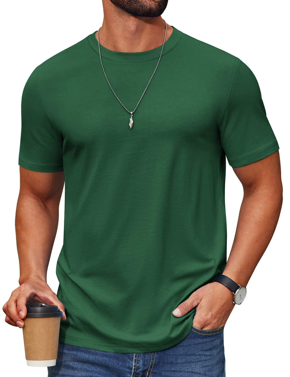 COOFANDY Men’s Cotton-Blend Short Sleeve Crewneck Tee