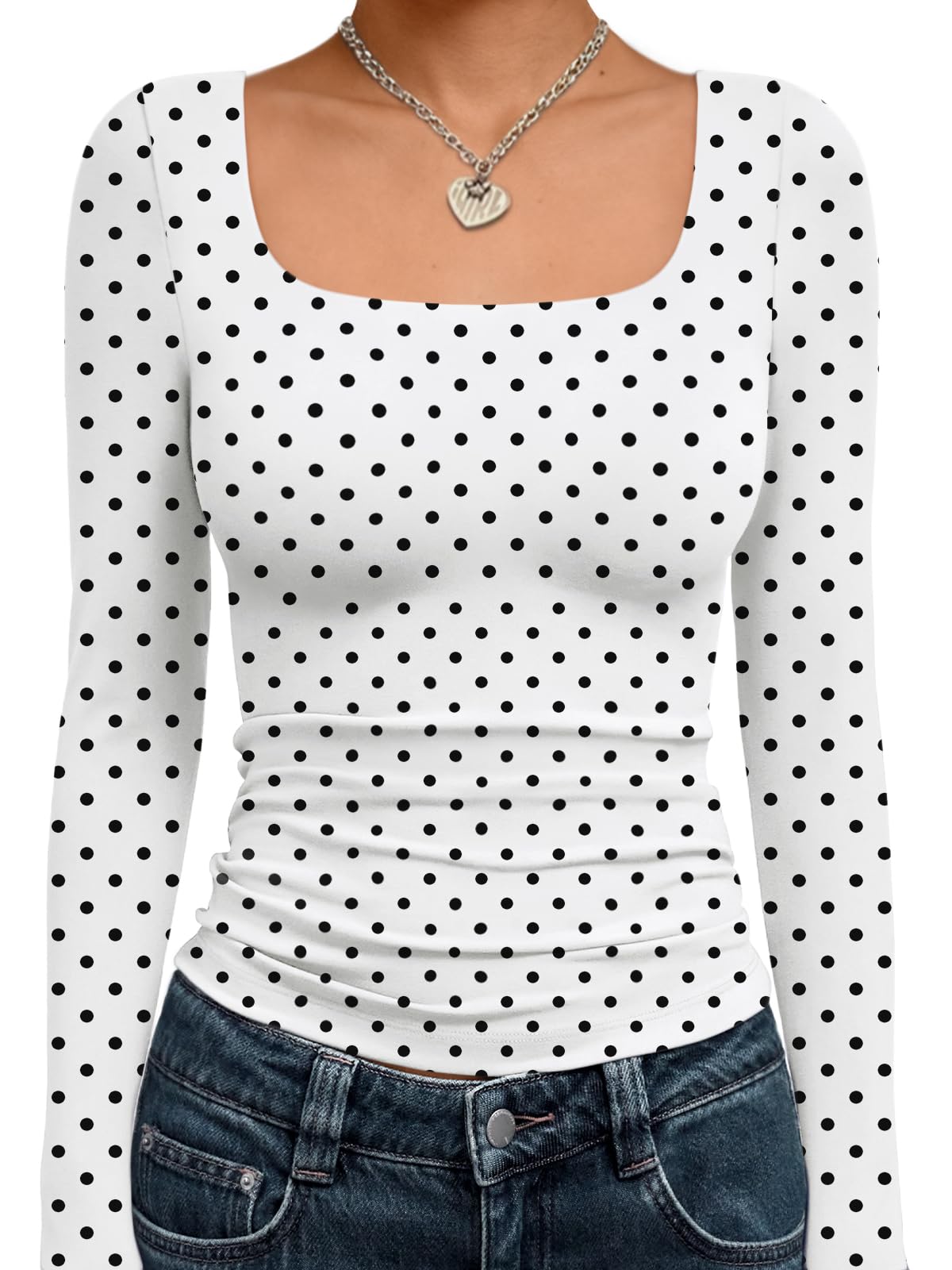 Trendy Queen Women’s Double-Lined Square Neck Long Sleeve Top