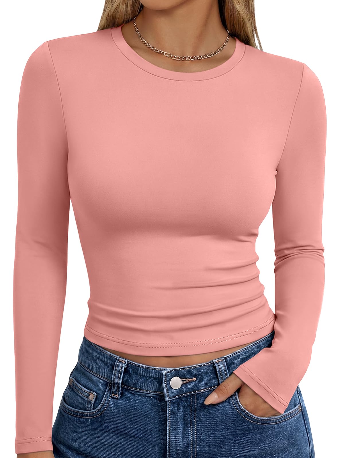 Trendy Queen Women’s Slim Fit Long Sleeve Crewneck Tee