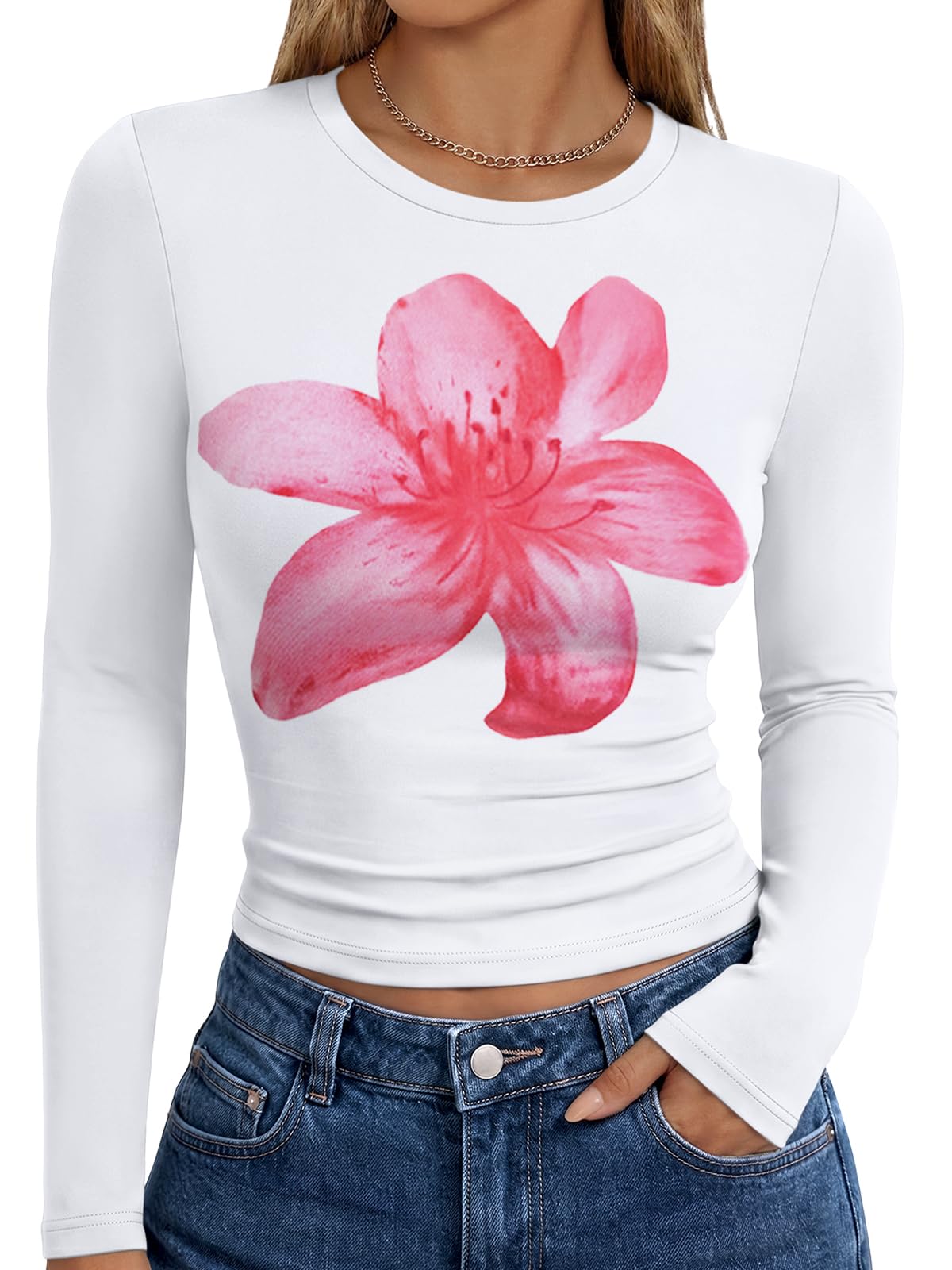 Trendy Queen Women’s Slim Fit Long Sleeve Crewneck Tee