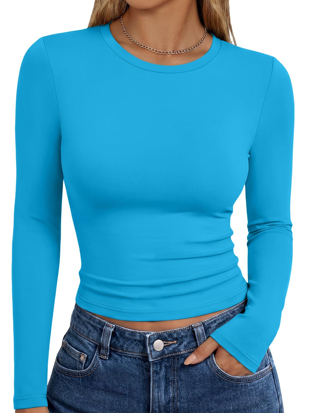 Trendy Queen Women’s Slim Fit Long Sleeve Crewneck Tee