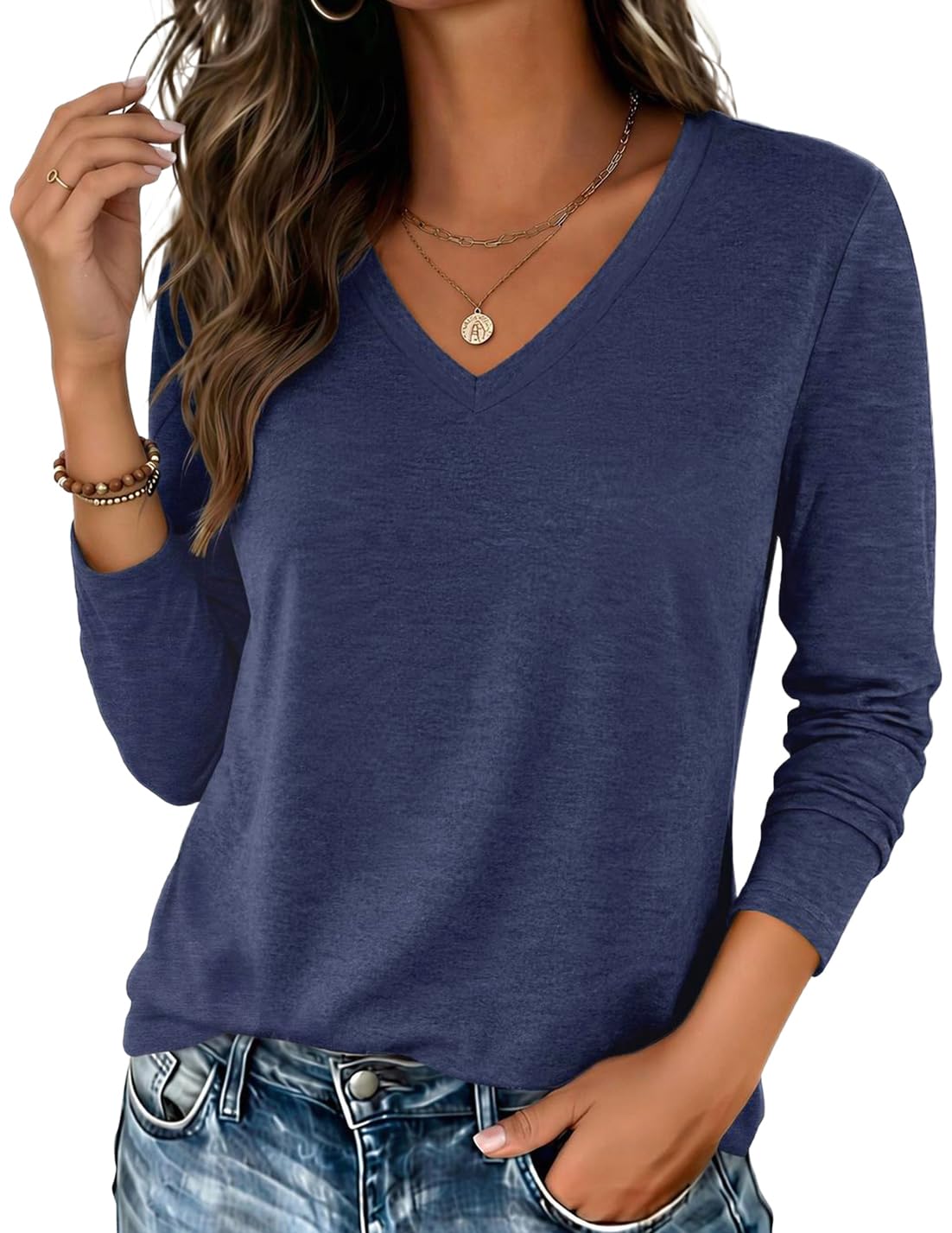 Zeagoo Women’s Long Sleeve V-Neck Tee