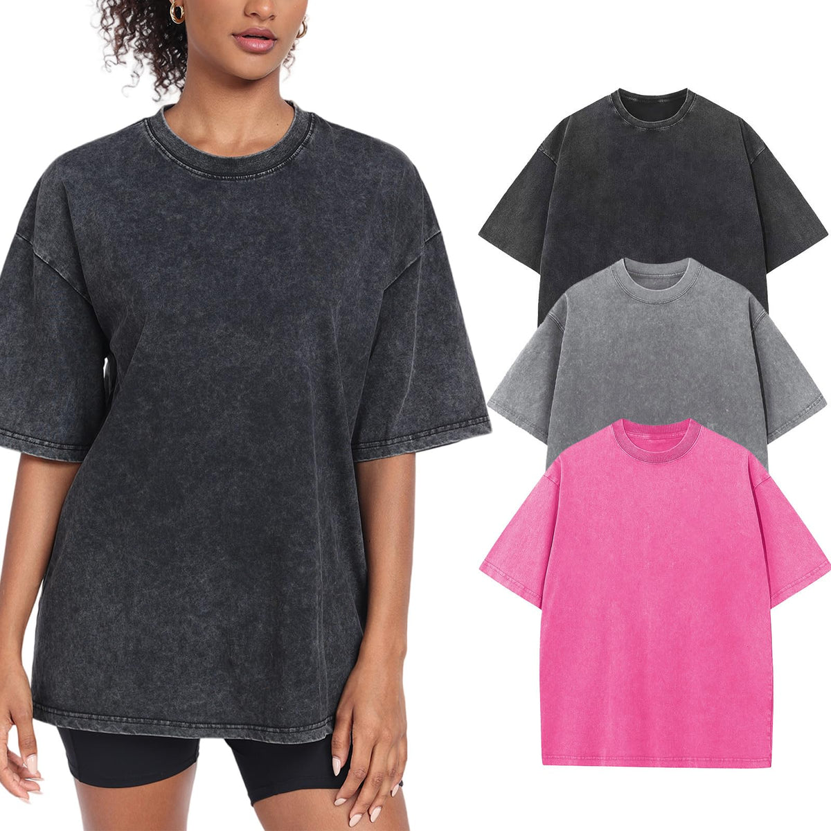 Women’s Oversized Vintage-Wash Cotton Tee