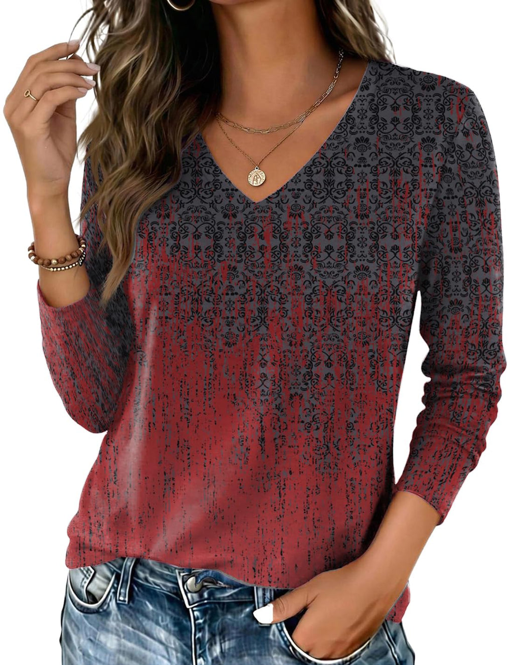 Zeagoo Women’s Long Sleeve V-Neck Tee