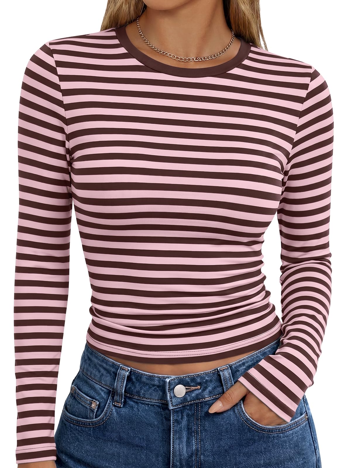 Trendy Queen Women’s Slim Fit Long Sleeve Crewneck Tee