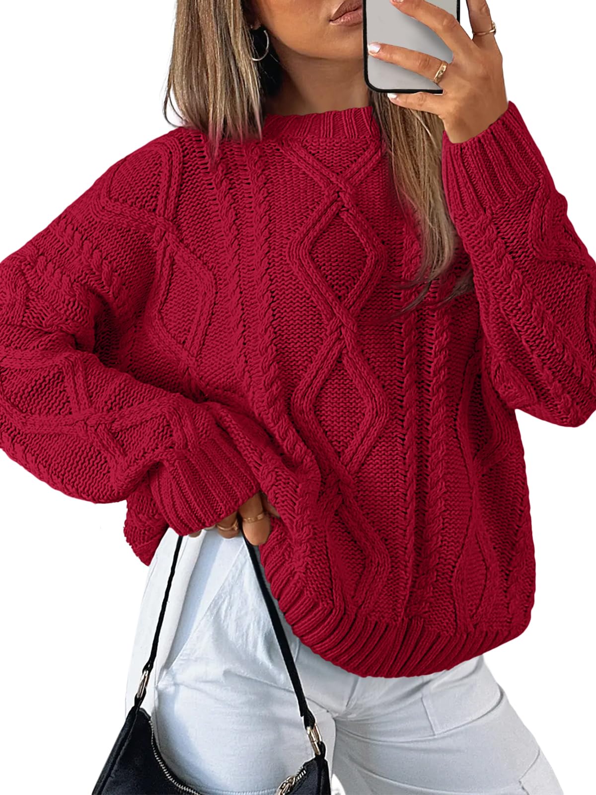 Trendy Queen Women’s Oversized Cable Knit Sweater
