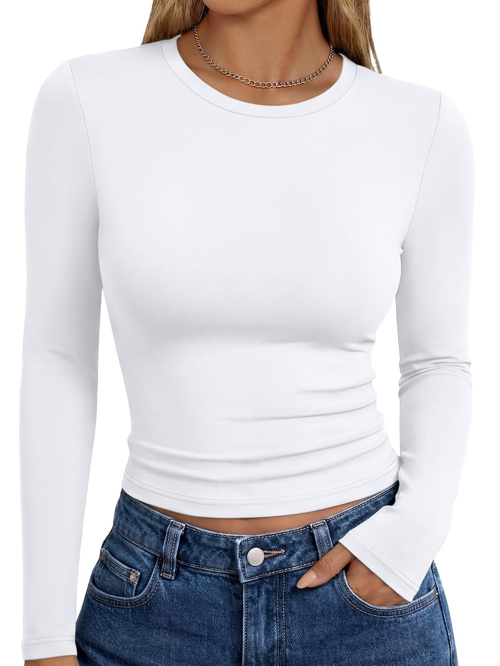 Trendy Queen Women’s Slim Fit Long Sleeve Crewneck Tee