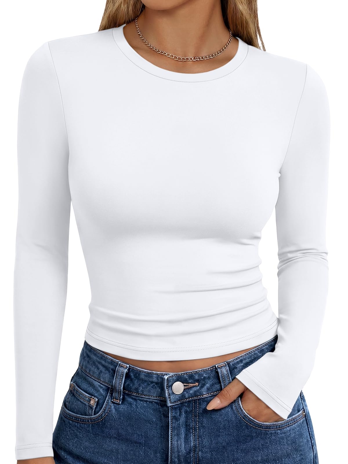 Trendy Queen Women’s Slim Fit Long Sleeve Crewneck Tee